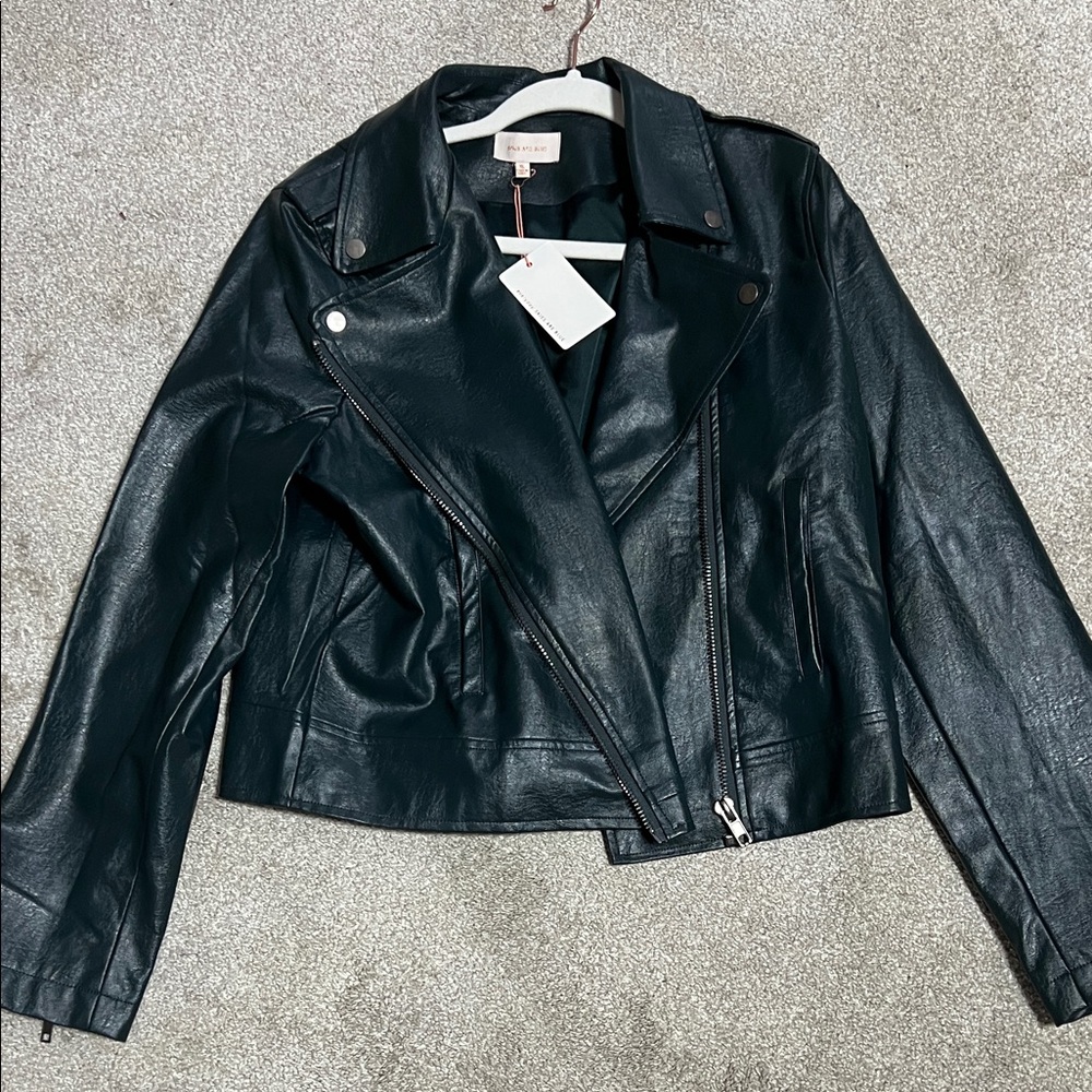 Vici dark green faux leather Jacket never worn!